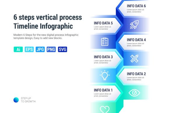 6 Steps Vertical Timeline Infographic for Handmade Creations
