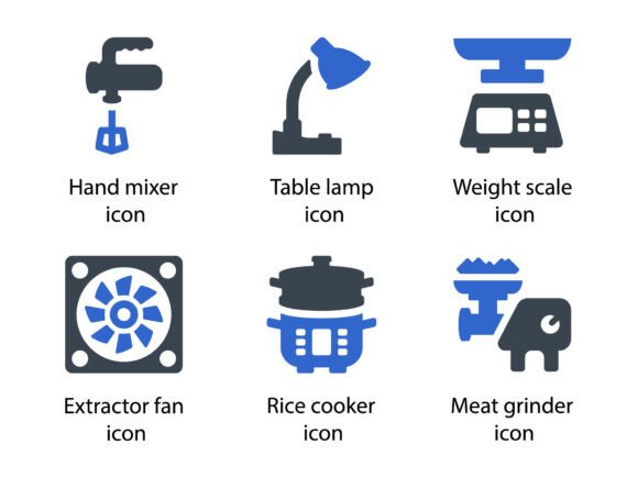 Appliances Icon Set 5: A Modern Design Asset for Content Creators