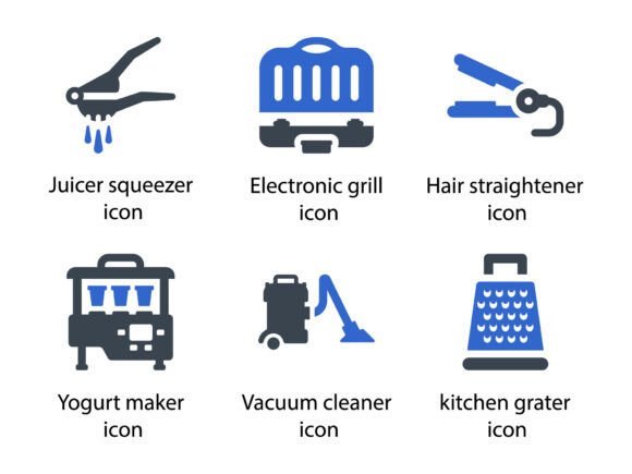 Appliances Icon Set 7 for Handmade and Print Projects