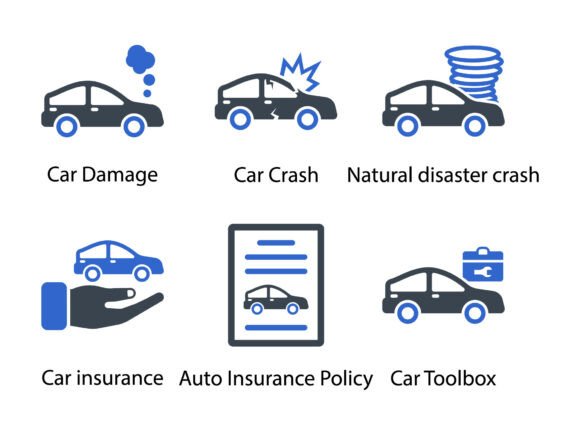 Auto Insurance Icon Set 2: A Versatile Graphic Design Asset for Modern Projects