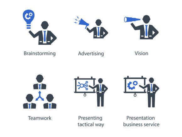 Business Management Icon Set 9: A Versatile Graphic Design Asset for Modern Branding