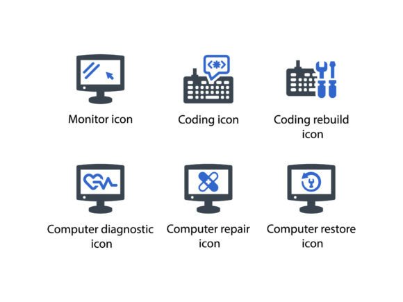 Computer Hardware Icon Set 2: A Modern Graphic Design Asset for Content Creators