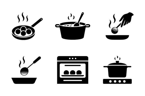 Cooking Methods Recipe Icon Set EPS