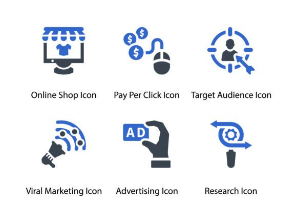 Digital Marketing Icon Set 6: A Modern Design Asset for Content Creators