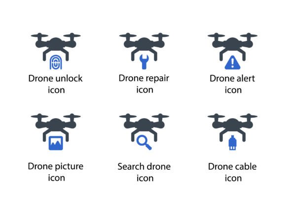 Drone Icon Set 4: A Refined Graphic Design Asset for Crafters