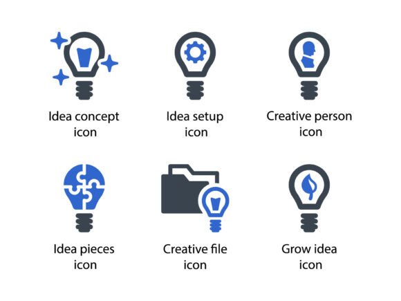 Idea Icon Set 1: A Refined Graphic Design Asset for Creative Projects