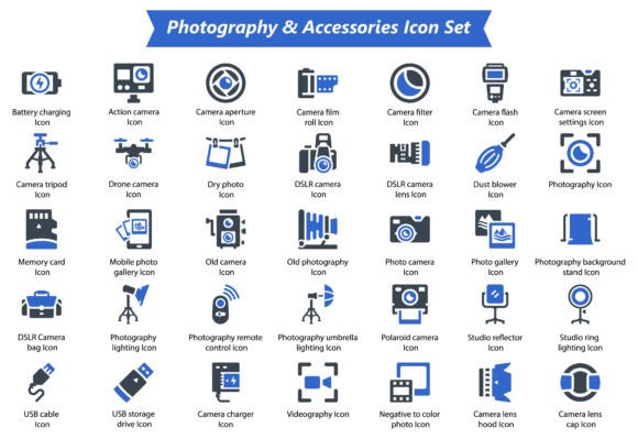 Photography Accessories Icon Set Review for Embroidery Projects
