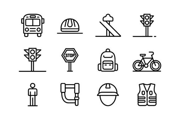 Road Safety Traffic Icon Set EPS