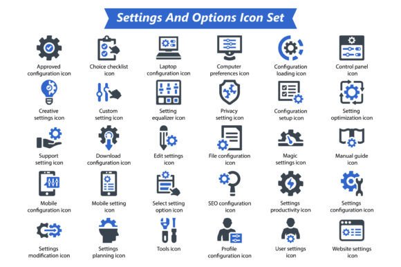 Settings and Options Icon Set for Commercial Graphics