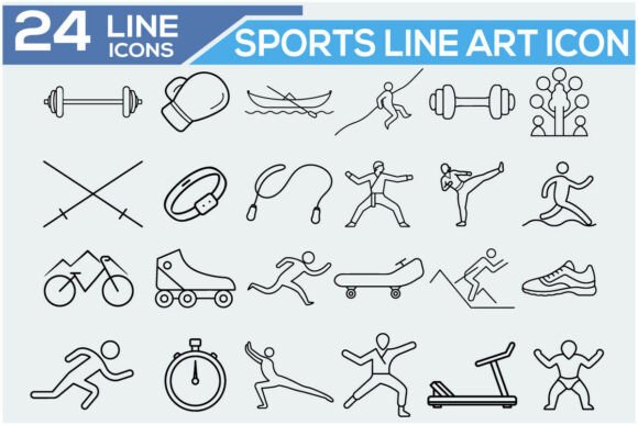 Sports Line Art Icon Set Graphics