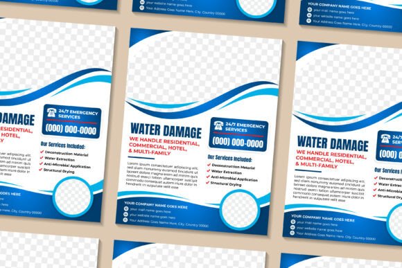Water Damage Vertical Flyer: Graphics and Print Templates